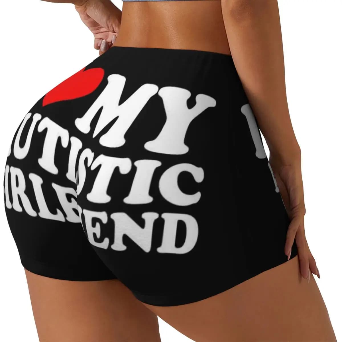 Personalized I love my autistic girl I Heart My Autistic GF Running shorts for training in women's gym Yoga shorts for athletic volleyball