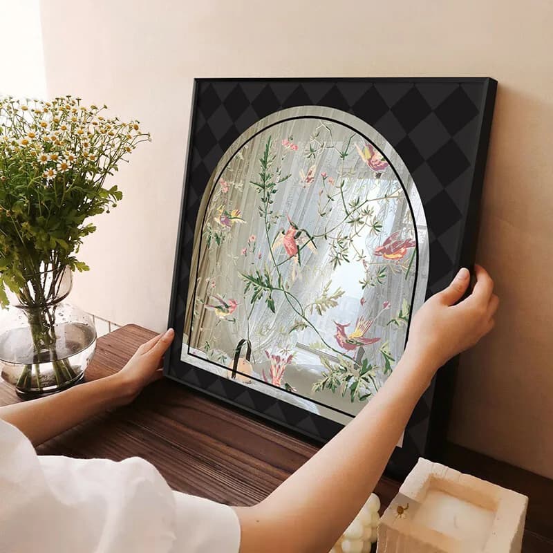 Specchio da toeletta francese con pittura decorativa, quadro da tavolo a pendolo, pittura da appendere avanzata senza foratura per camera da letto