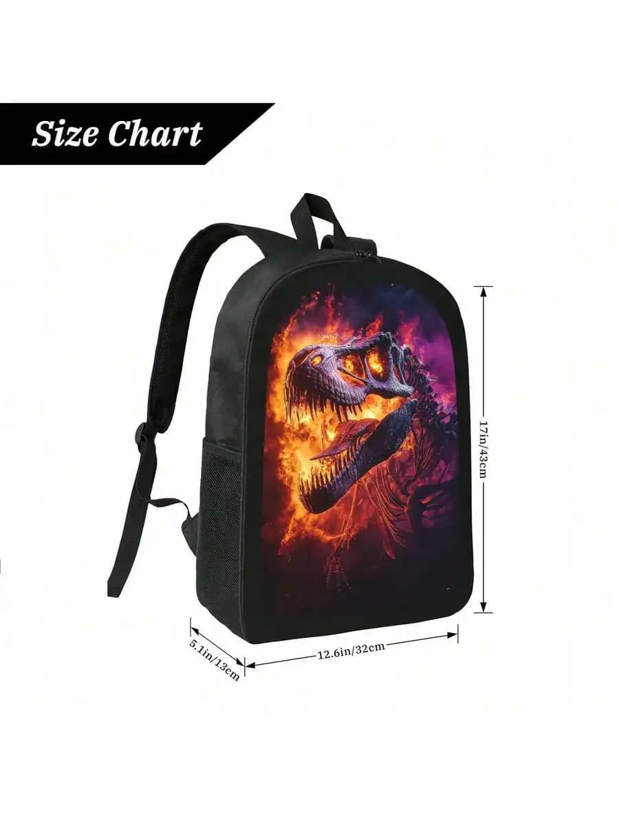 Dinosaur Skeleton Print Backpack With Adjustable Shoulder Straps For Adults