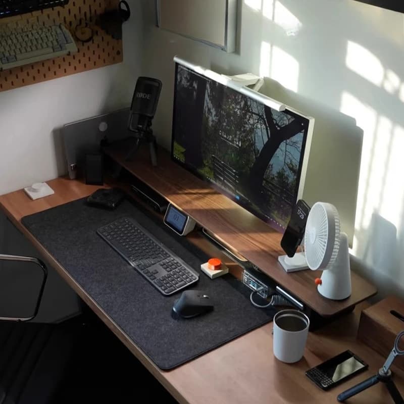Walnut Monitor Stand with Drawer Ergonomic Desk Organizer Computer Screen Riser Office Wooden Elevation Frame for Laptop Desk