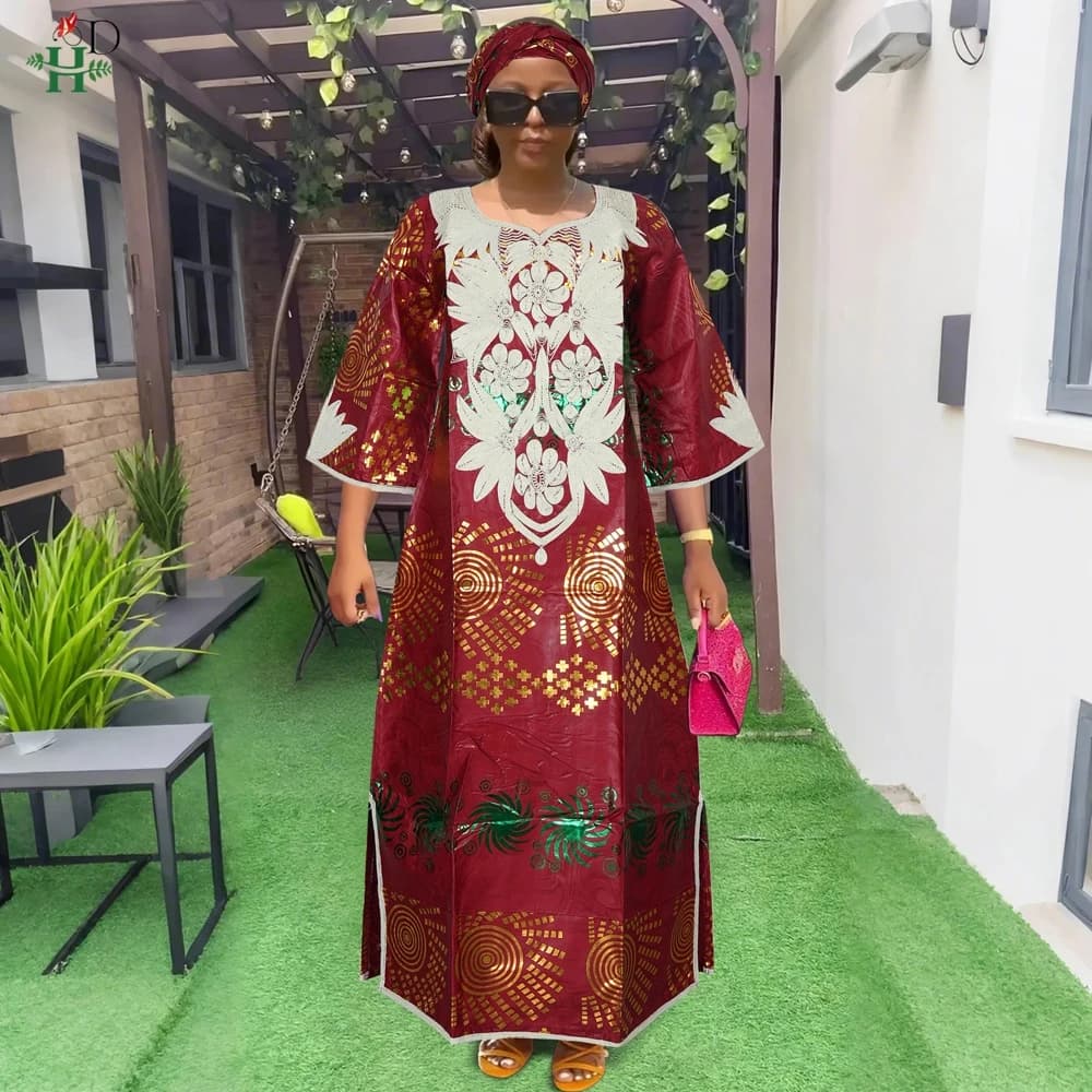 H&D Women's African Dresses Elegant Traditional Wedding Party Dashiki Long Dress Roupas Bazin Riche Robes