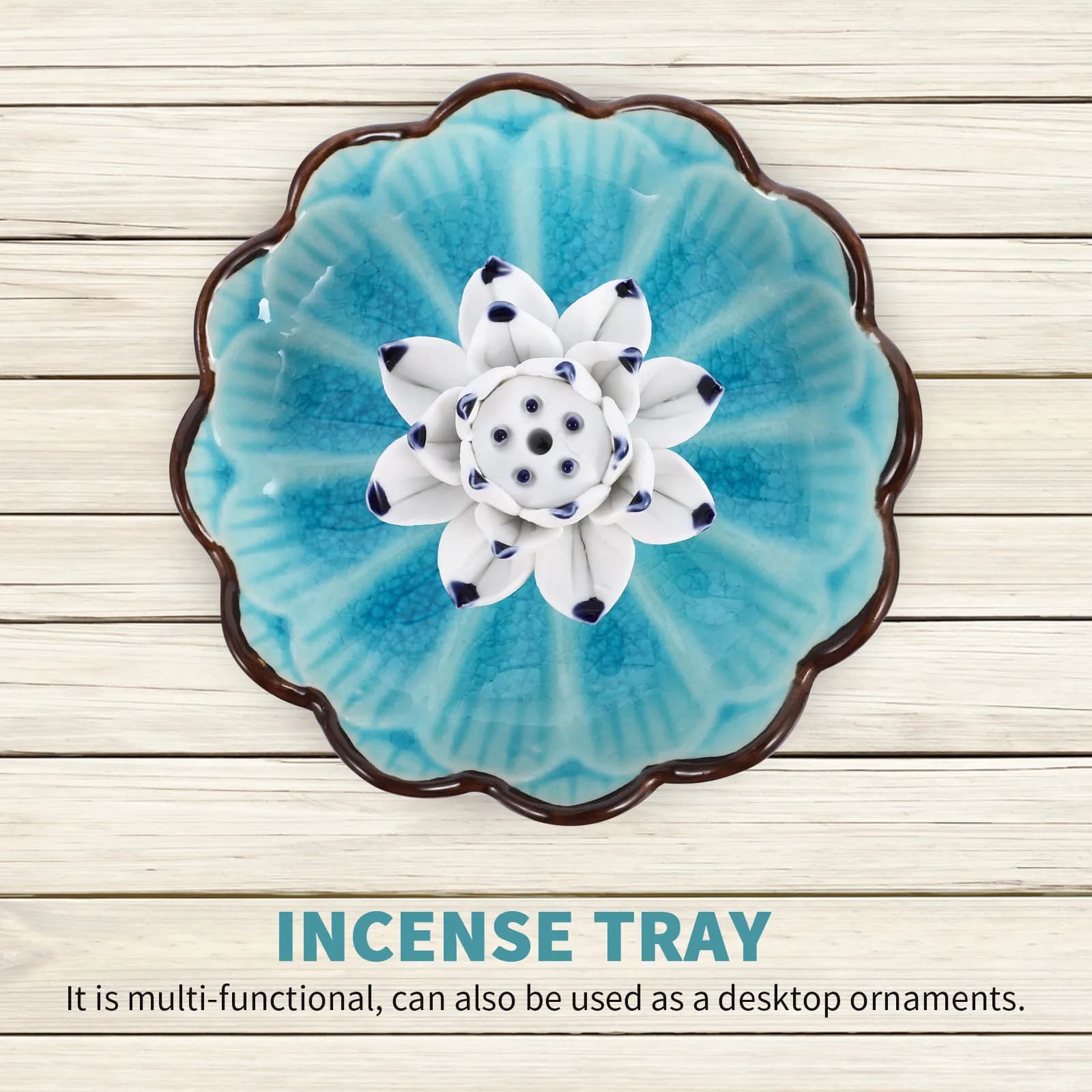 Bruciatore di incenso in ceramica a forma di loto, porta bastoncini, ornamento decorativo per casa, ufficio, scrivania, soggiorno, regalo per aromaterapia, raffinato