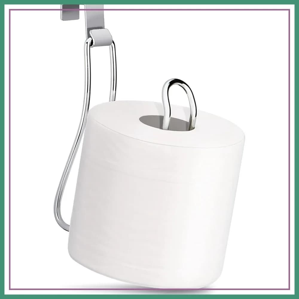 Portarotolo di carta igienica cromato da posizionare sopra il WC, porta rotolo da bagno con contenitore