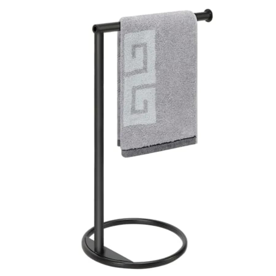 Hand Towel Holder Stand, Thicken Metal L Shape Hand Towel Rack, Small Towel Ring, Stable Standing Towel Bar for Bathroom Kitche