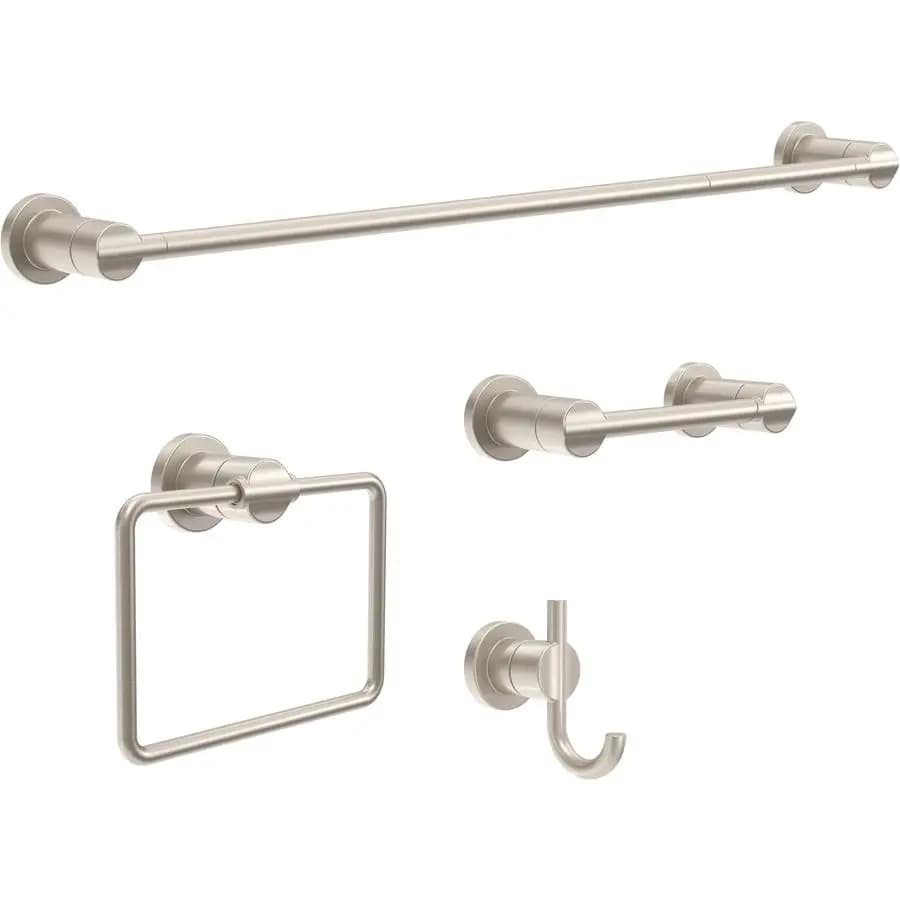 FAUCET NIC64DN Nicoli Set di accessori per il bagno da 4 pezzi da 18 a 24 pollici. Porta asciugamani, porta carta igienica, porta asciugamani, porta asciugamani in spazzolato N