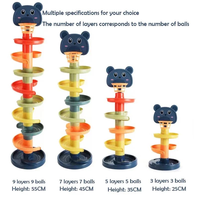 2-7 strati Track Rolling Ball Pile Tower Giocattolo educativo precoce per neonati Pista rotante Giocattolo educativo impilabile per regalo per bambini