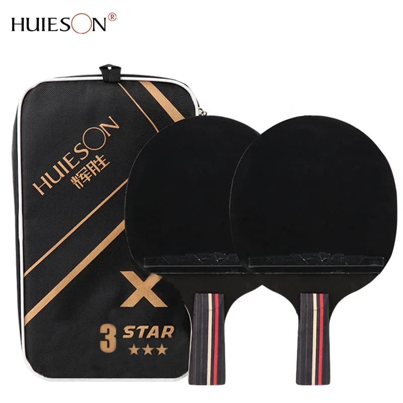 Racchette da Ping Pong HUIESON con Autorizzazione Ufficiale 3 Stelle, Manico Lungo o Corto, Qualità Professionale, Racchette Diritte e Orizzontali