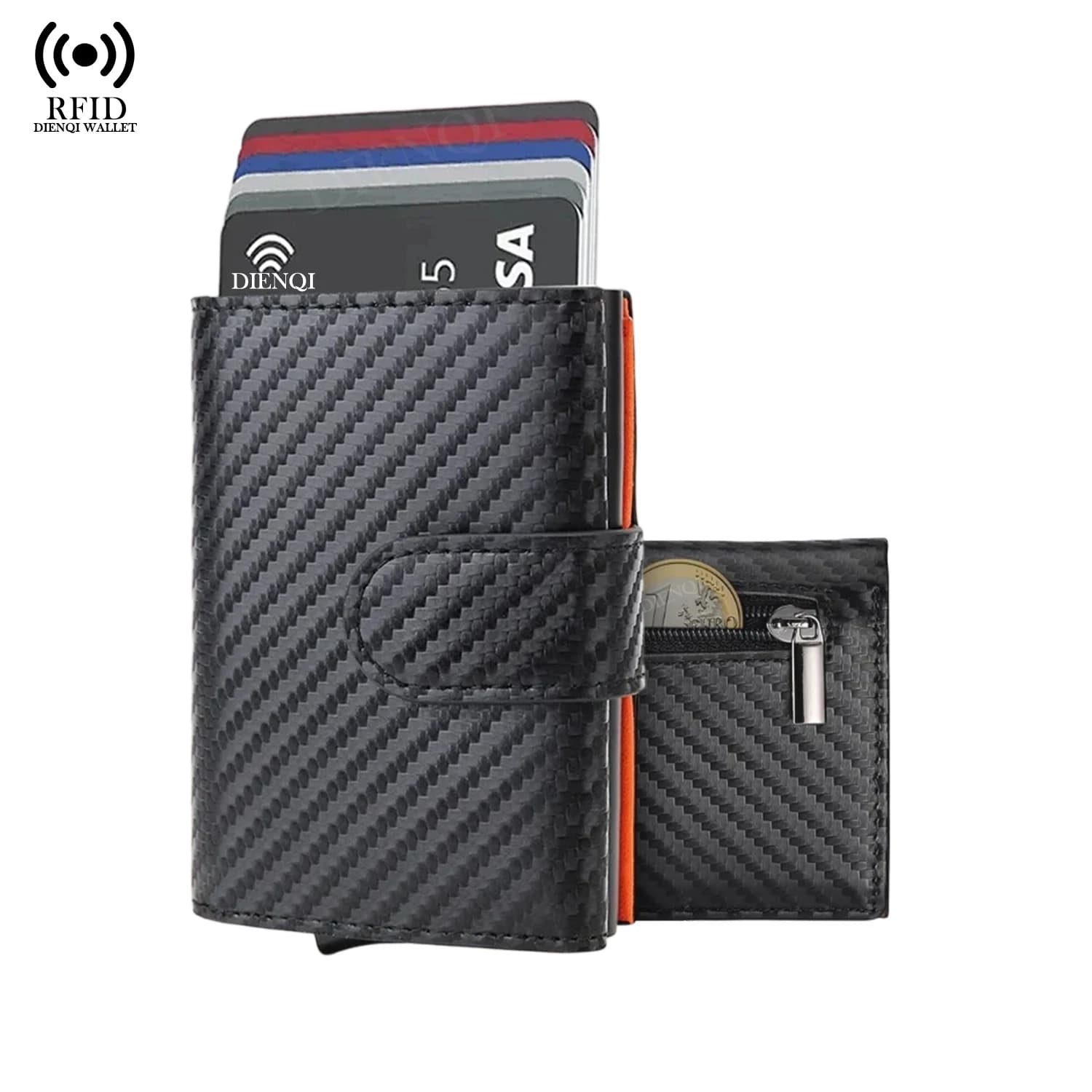 Microfiber Leather Business Card Holder Carbon Card Holder Rfid Pop Up Wallet Aluminum Case Three Door Wallet for Men