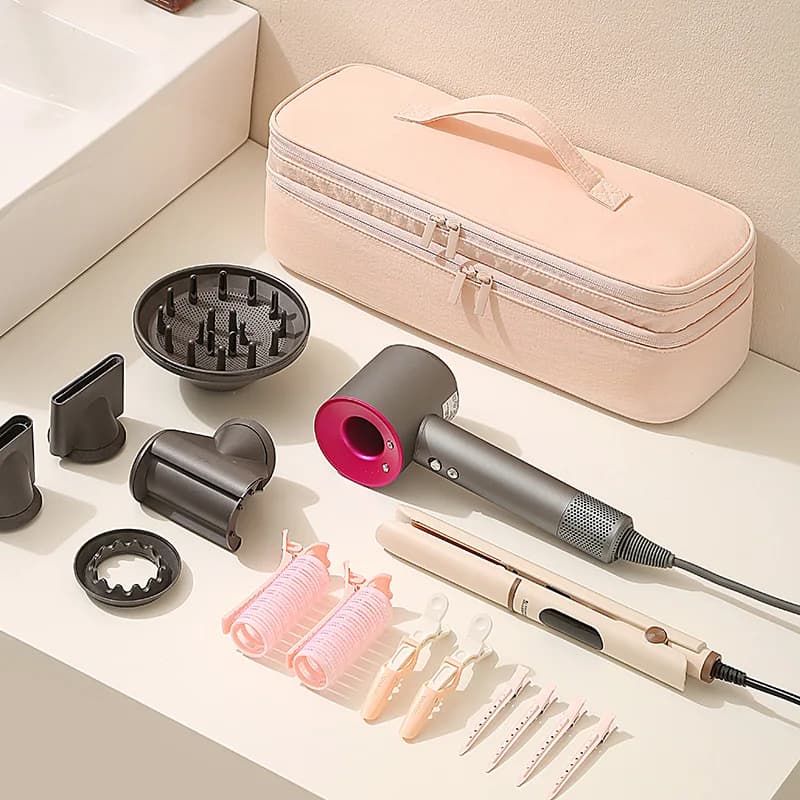 Household portable hair dryer storage bag, large-capacity portable, double-layer hair dryer, curling iron, finishing storage bag