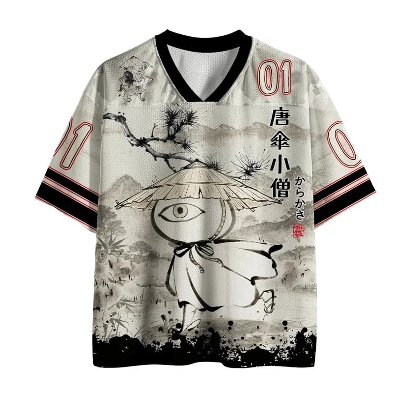 T-shirt con Scollo a V per Uomo e Donna, Stampa 3D Divertente con Monaci e Ombrelli, per Fitness, Allenamento, Asciugatura Rapida, Sport e Tempo Libero all'Aperto