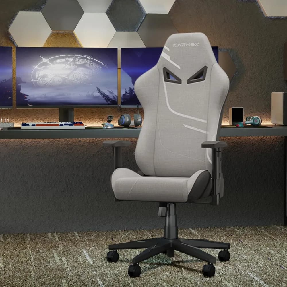Sedia da Gaming Ergonomica in Tessuto, Sedia da Ufficio Girevole Regolabile in Tessuto, Sedia da Gaming per Giovani con Poggiatesta e Supporto Lombare