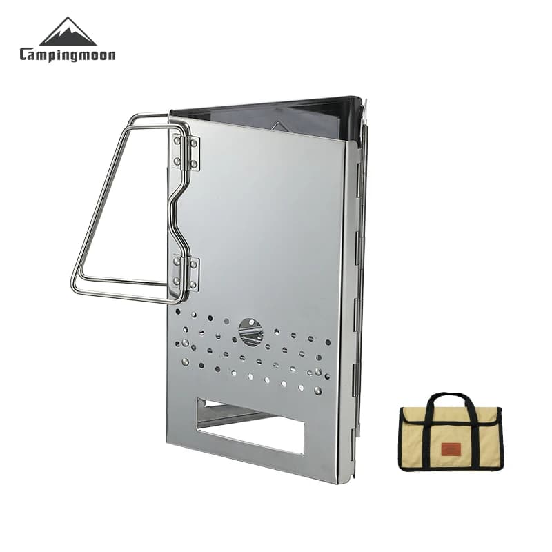 CAMPINGMOON MT-17 Folding Wood Stove Stainless Steel Triangle for Barbecue and Camping