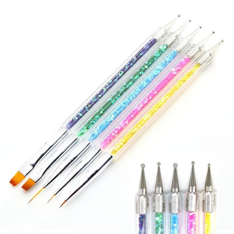 5Pc Nails Art Dotting Pen Acrylic Drawing Liner Supplies Brush Rhinestone Gems Picker UV Gel Painting Manicure Accessoires Tools