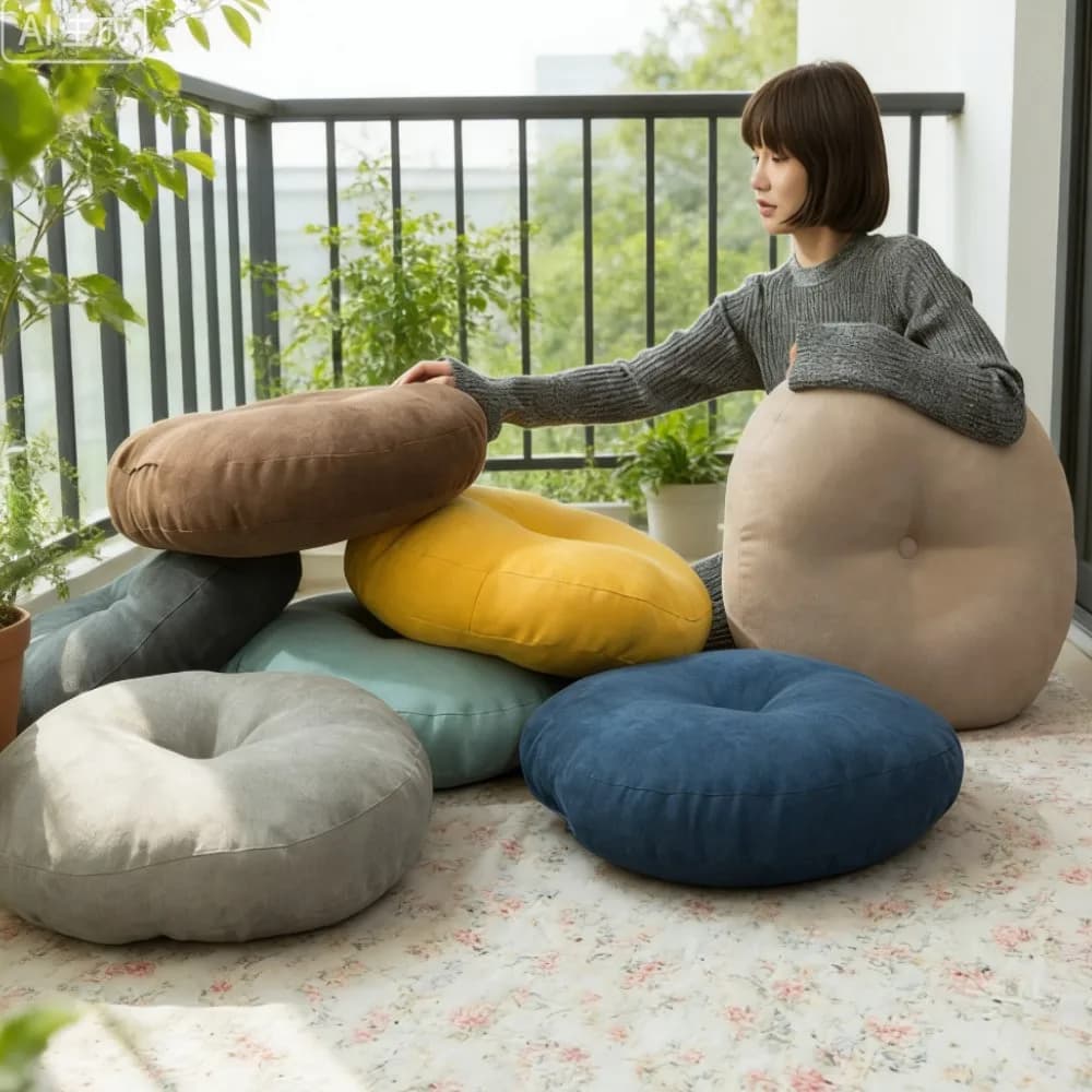 Round Floor Seat Cushion Japanese Zabuton Cushion Traditional Floor Seat Mat for Tatami Meditation Living Room Sofa Bay Window