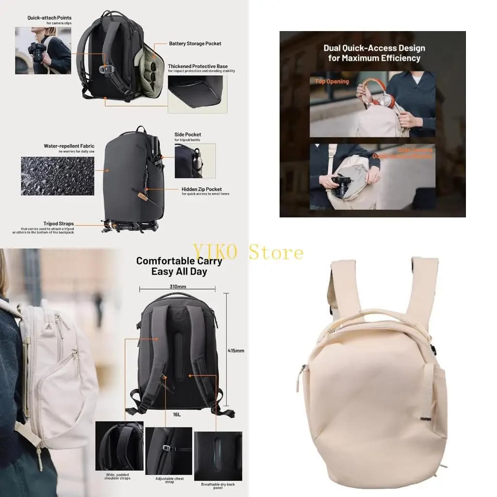 K32C Minimalist Camera Backpack Photography DSLR Camera Bag Compartment Hard Shell