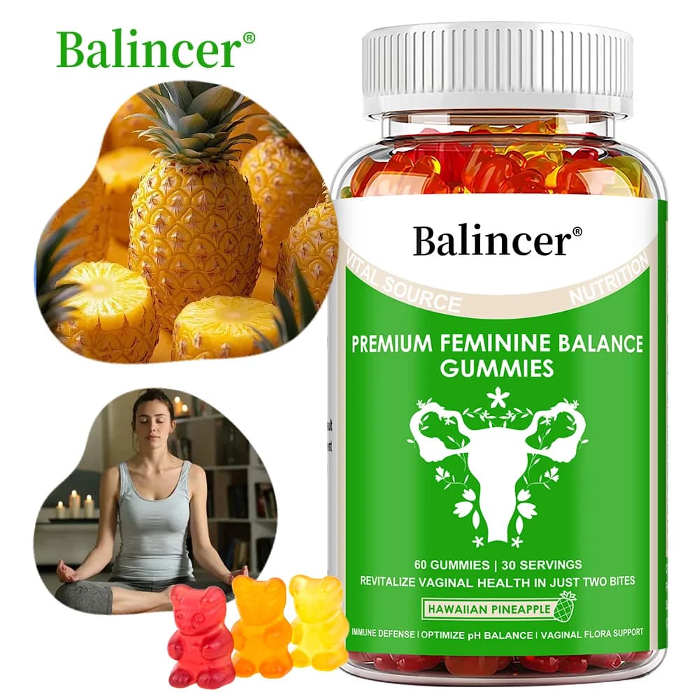Caramelle gommose avanzate per l'equilibrio delle donne, bilanciate al PH, supportano la salute vaginale, arricchite con probiotici, caramelle gommose all'ananas, vegane, non OGM