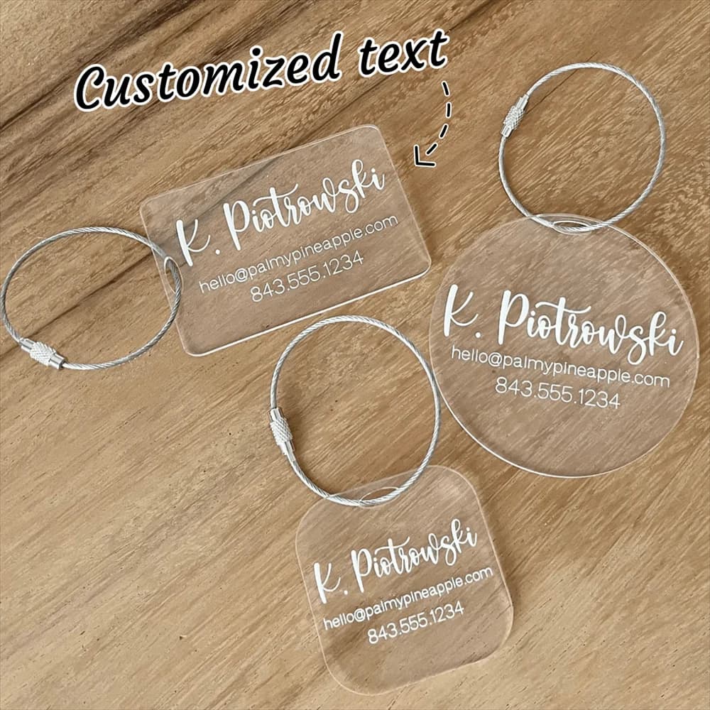 1 Pezzo Etichetta per Bagagli in Acrilico Personalizzata con Nome, Lettera, Indirizzo, Numero, Etichetta per Valigie, Regalo da Viaggio Personalizzato