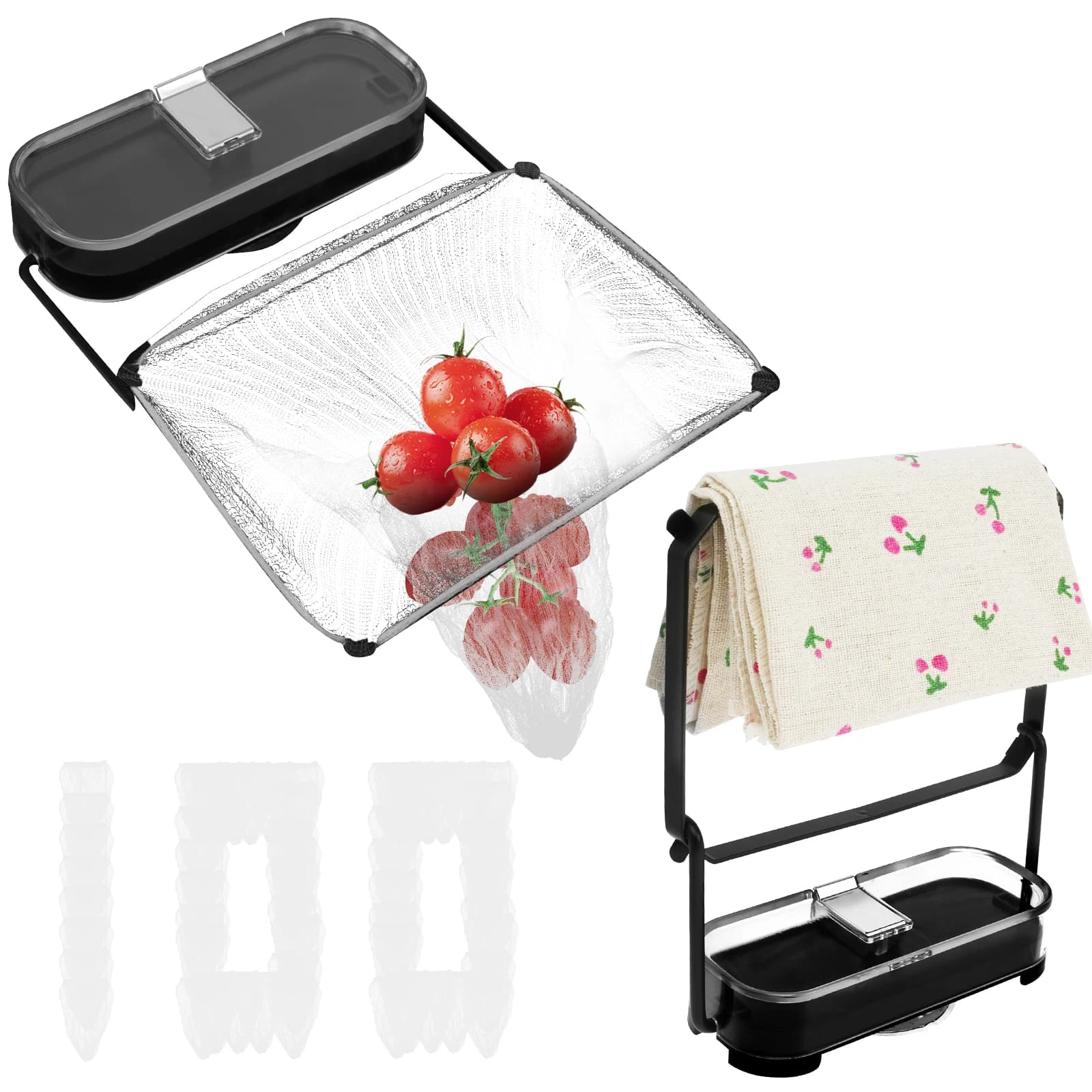 1/2 pz lavello filtro Rack Rack di drenaggio con Fiter Mesh Vagetable Fruit scolapiatti cestello ventosa Rack filtro rifiuti lavello da cucina
