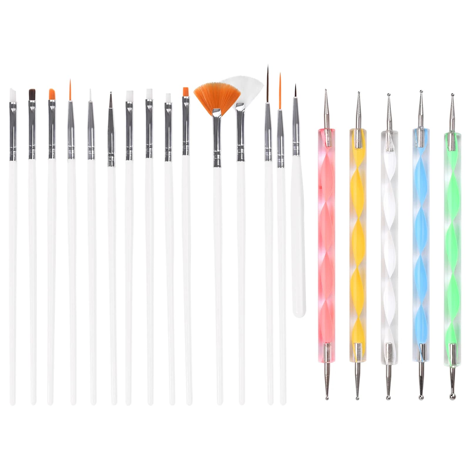 Set di Pennelli per Nail Art a Doppia Punta, Penna per Dotting, Strumento per Disegno Unghie, Gel Polish, Linee e Griglie, Attrezzo per Manicure Professionale