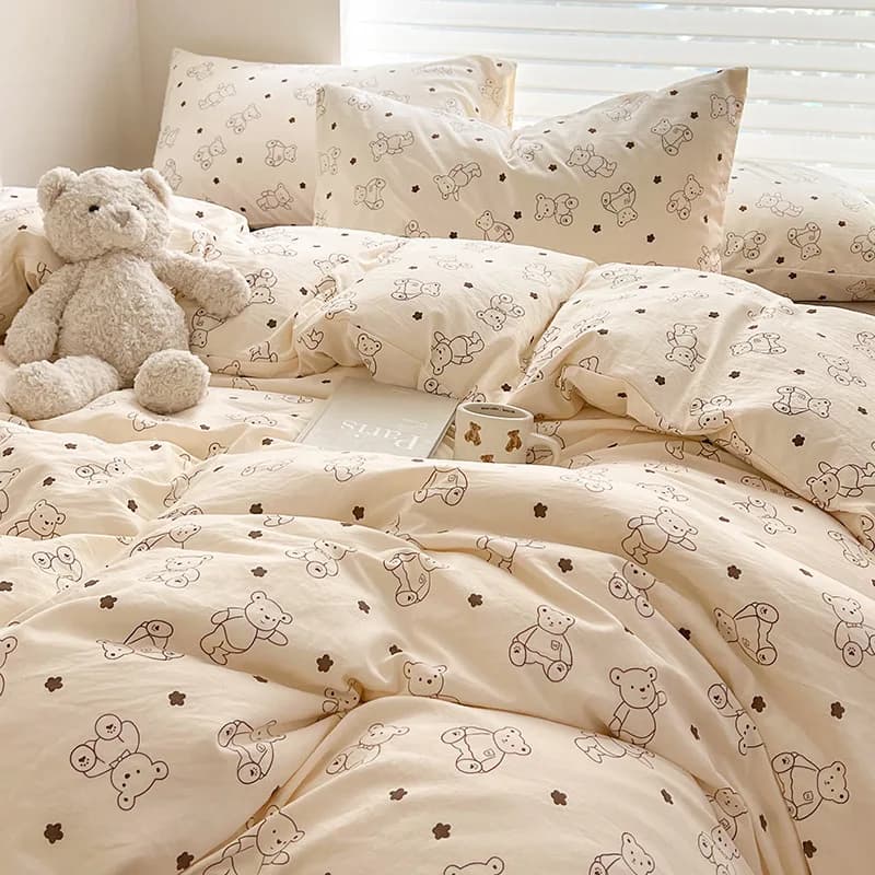 Ins Simple Flower Bed LinenTwin Full Queen King Size Bed Sheets Set Adults Kids Floral Bed Comforter Sets Bed Duvets Kawaii