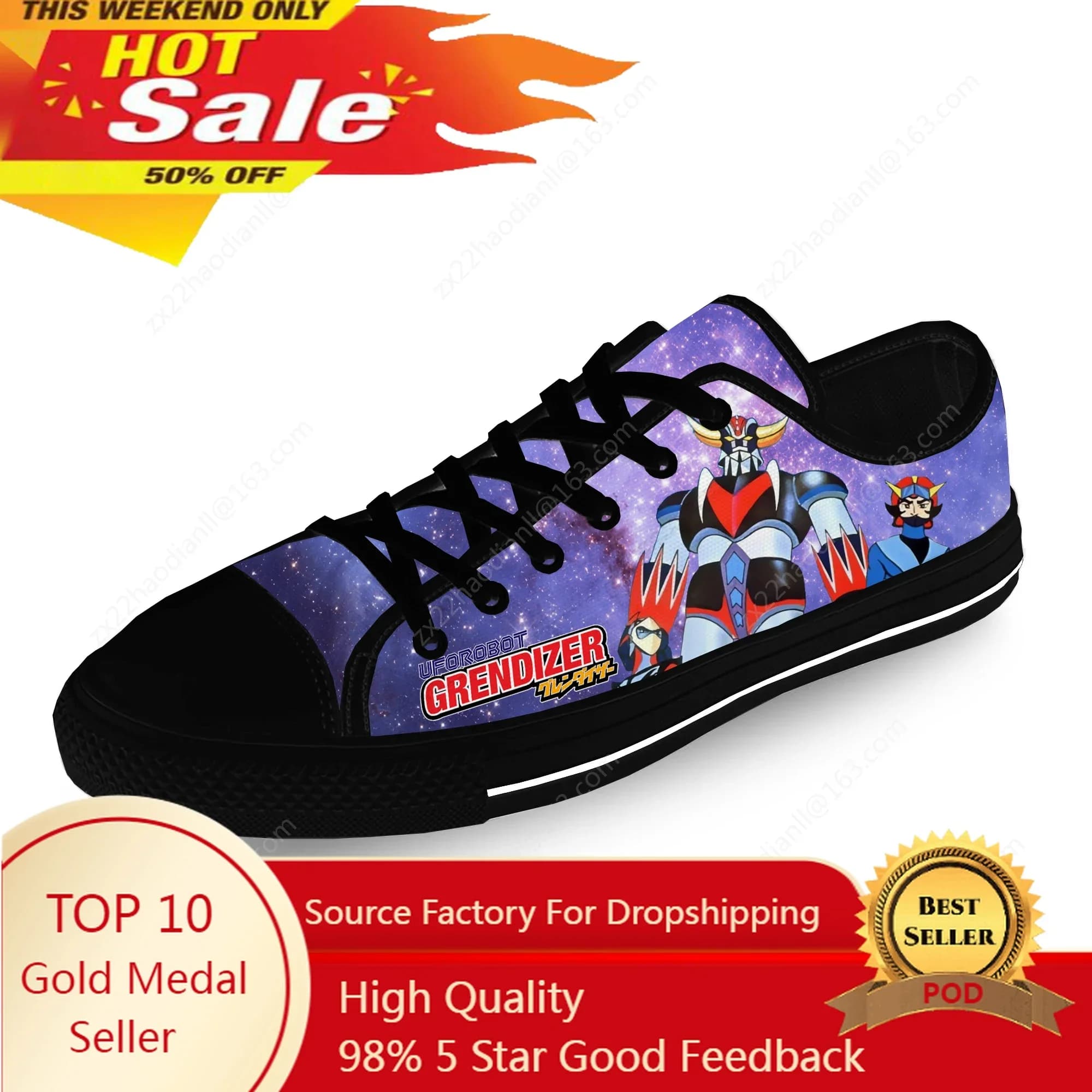 Japan Anime UFO Robot Grendizer Sneakers basse Uomo Donna Adolescente Scarpe casual Tela Stampa 3D Cosplay Scarpa leggera
