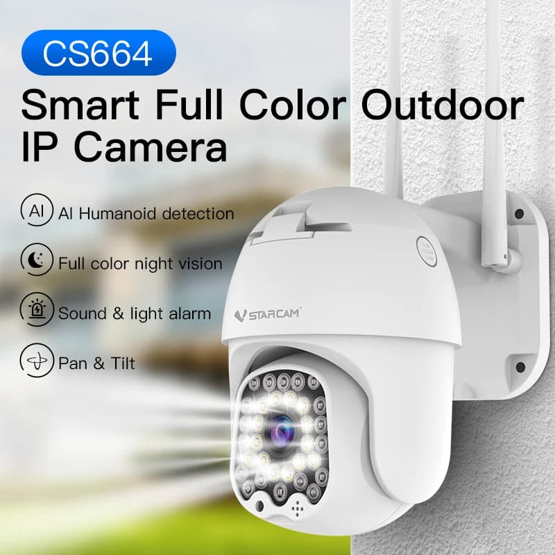 Vstarcam CS664 2MP 1080P Full Color Wifi IP Camera AI Humanoid Detection Sound&Light Alarm Security CCTV Baby Monitor