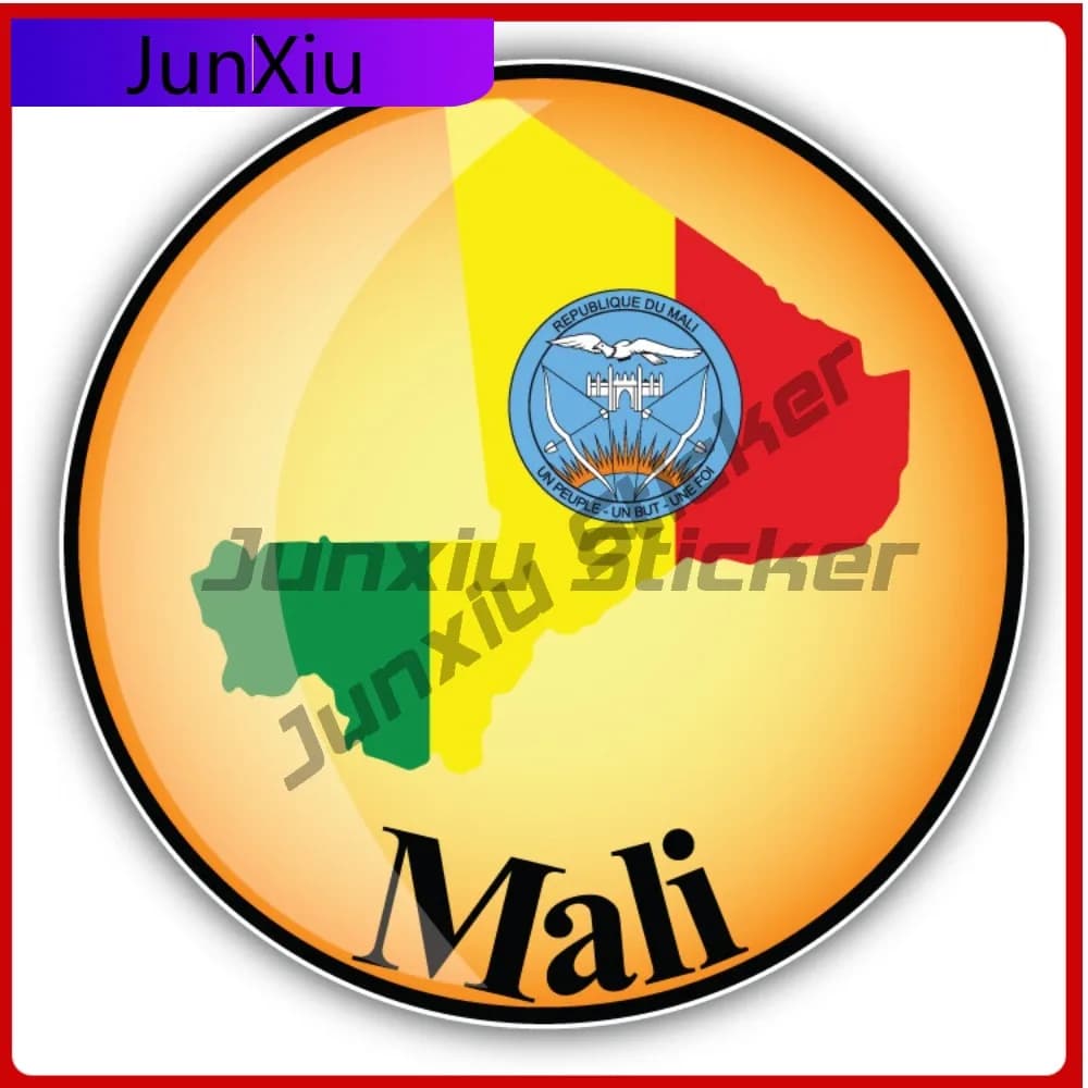 Adesivo per auto, laptop, finestra, paraurti, esterno auto, regalo, decorazione, con mappa e bandiera del Mali, unico, premium, impermeabile, estetico, in vinile.
