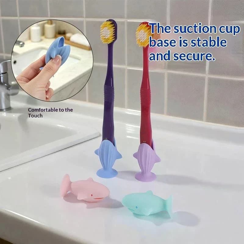 1Pcs Non Slip Suction Base Cute Whale Shaped Silicone Toothbrush Holder For Kids Bathroom Daily Use
