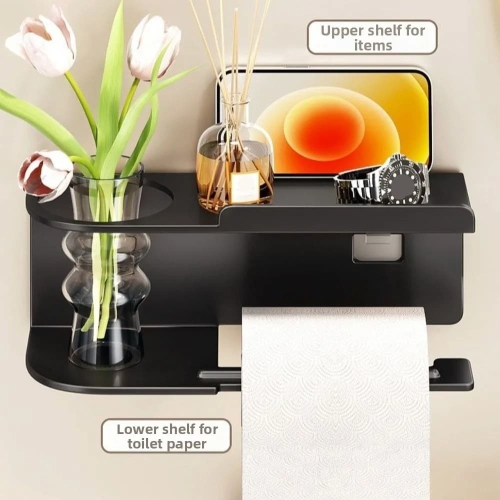 Multi-functional Toilet Paper Holder Punch-Free Installation Space-Saving Adhesive Toilet Paper Holder Easy Installation