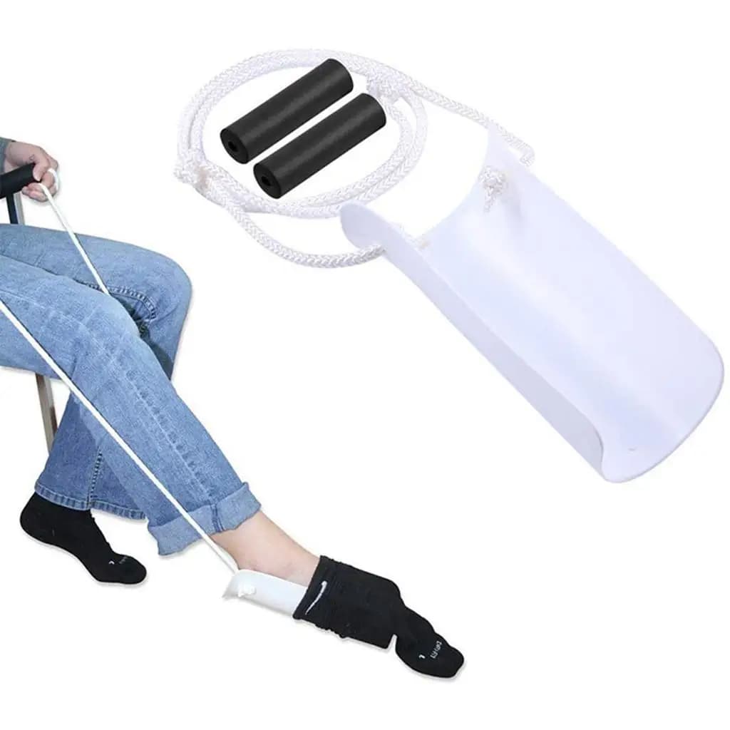 Senior Sock Aid Kit Device Easy on Off Socks Pulling Tool Soft Foam Handle Assistance for Dressing Limited Mobility