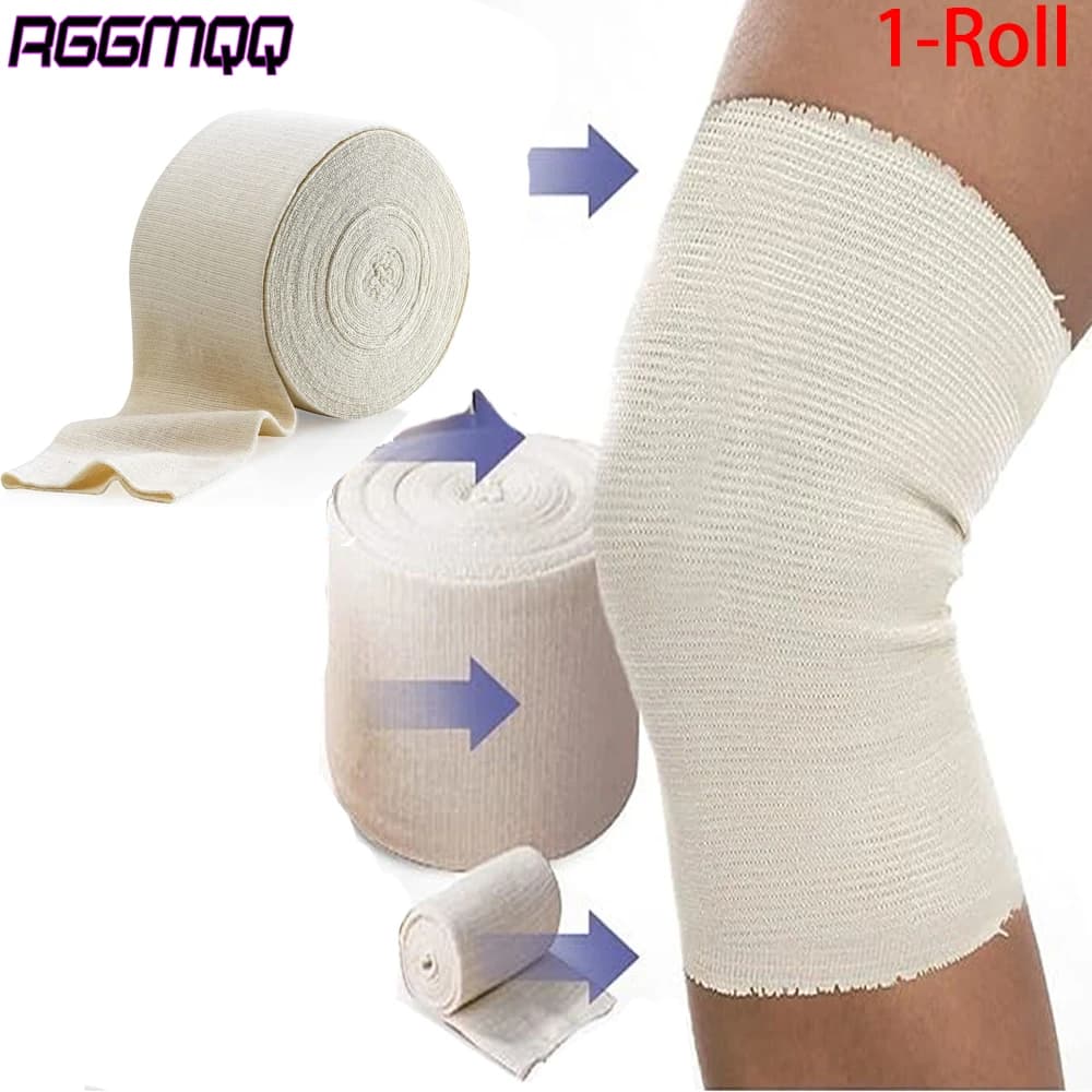 1 rotolo di benda di supporto tubolare elastica, manica di benda elastica riutilizzabile, rotolo di benda di compressione tubolare per gamba, ginocchio, braccio e gomito