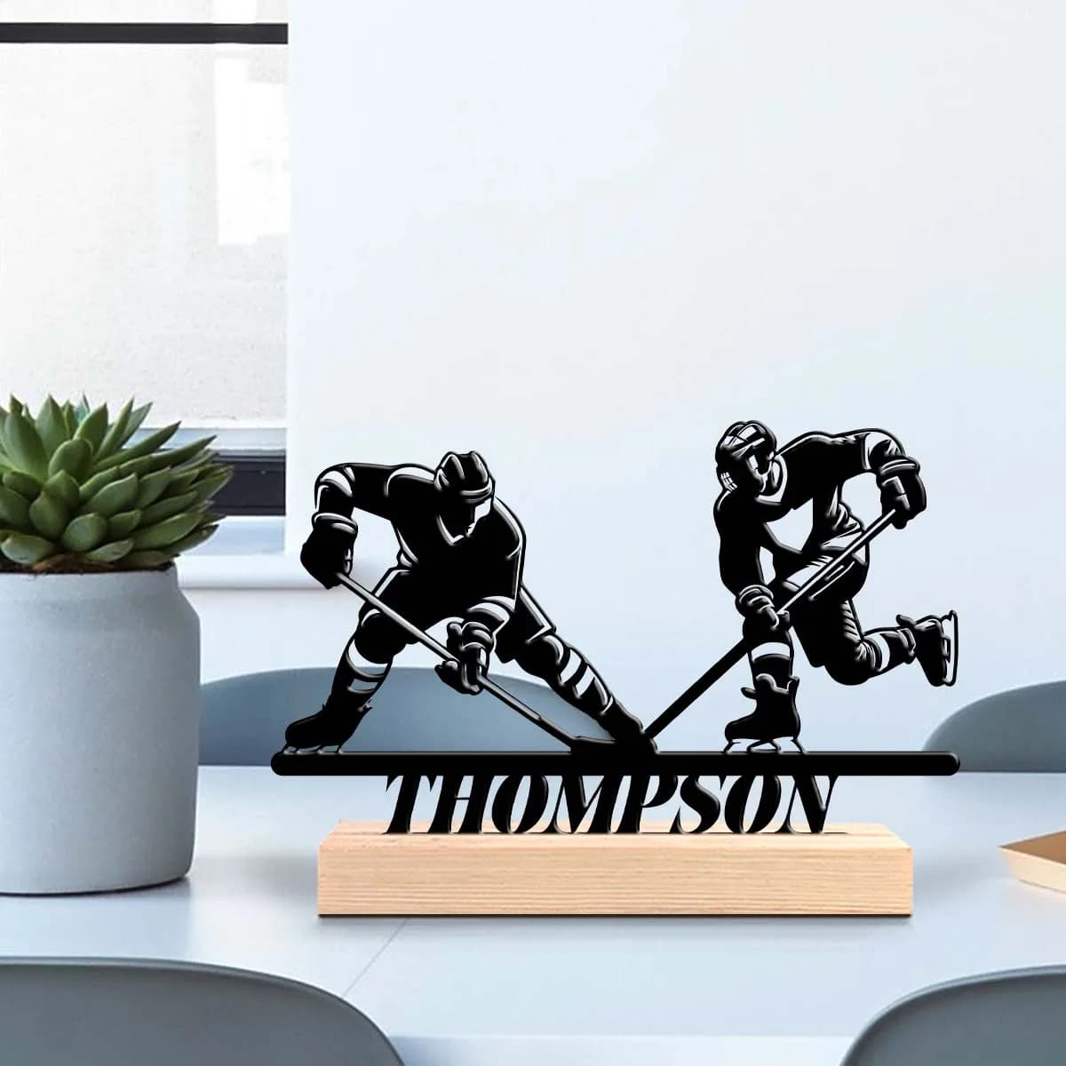 1pc Interesting Desktop Metal Statues Custom Name Equipped with Wooden Base Gifts and Metal Decorations for Family and Friends