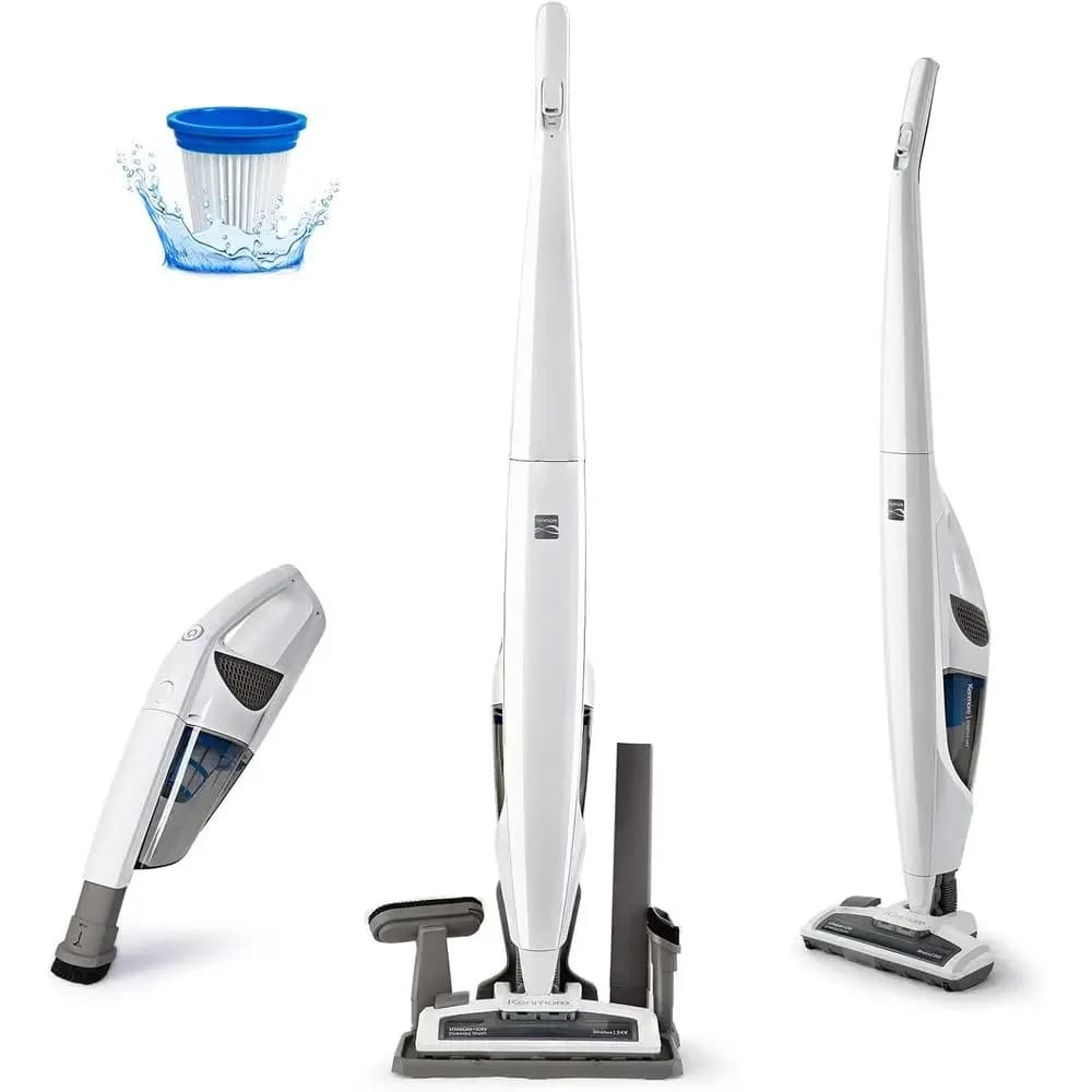 Lightweight 2-Speed Vacuum Cleaner with LED Light, Ideal for Hardwood Floors, Carpets, and Pet Hair Removal, White