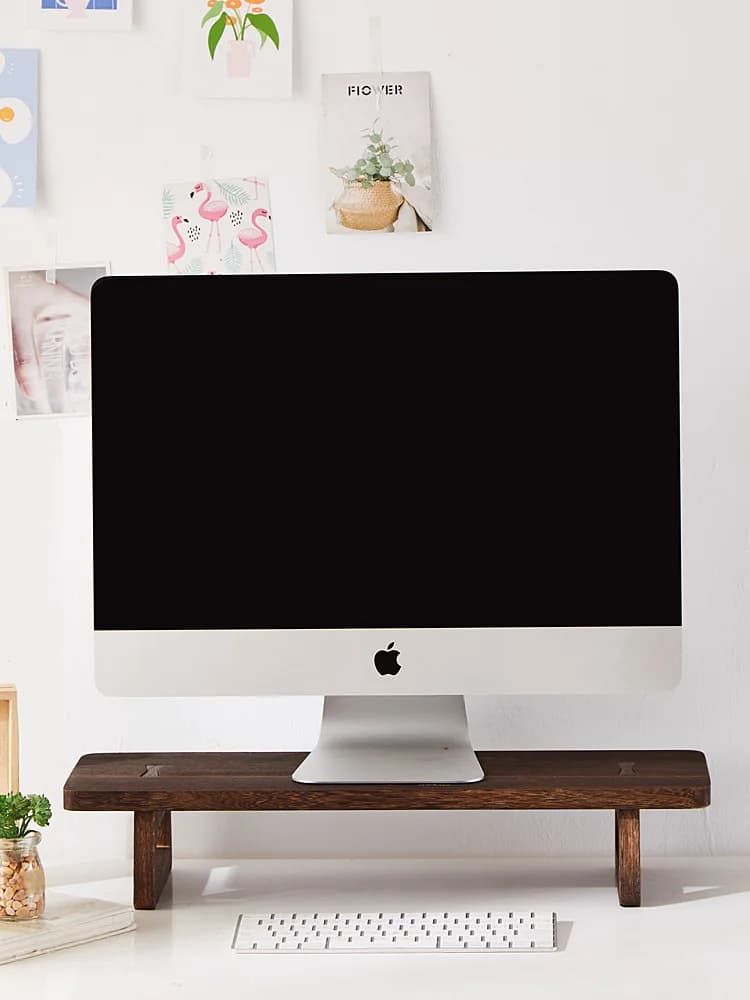 Supporto per Monitor in Legno Rustico, Base Elevata per Schermo di Desktop e Notebook, Organizzatore per Scrivania e Casa