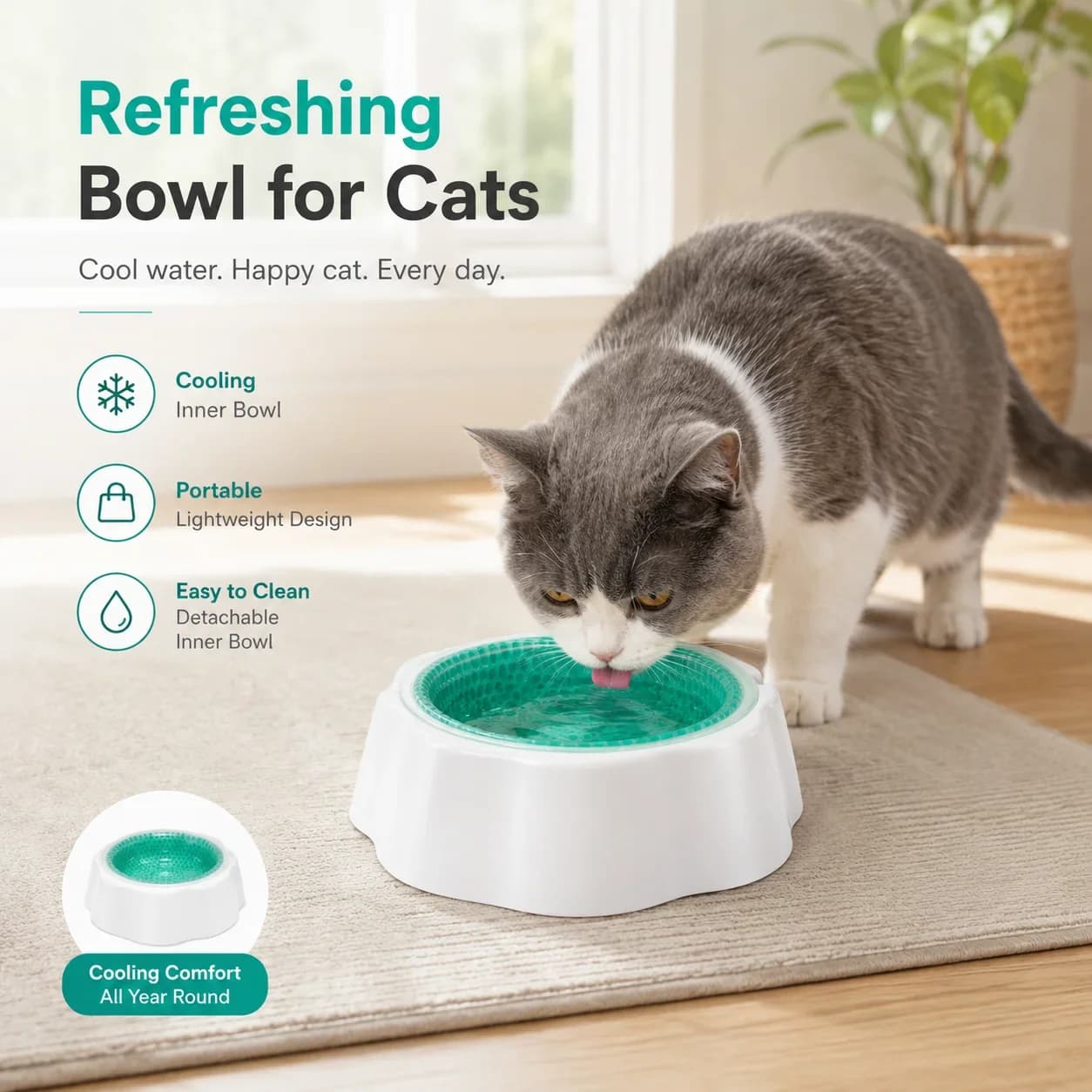 Freezable Cooling Dog Bowl, Gel Bead Pet Bowl for Summer Heat Relief, Cool Cat Food Dish and Dog Bowl