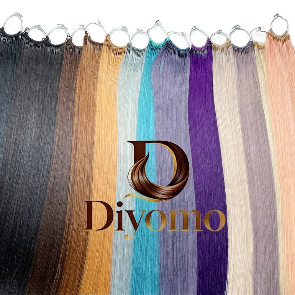 Korean Hot Selling Pure Cotton 100% Human Hair Cotton Thread Double Head Double Brushed Feather Hair Extensions Natural Color
