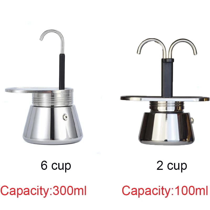Moka Pot doppio tubo caffettiera in acciaio inossidabile 304 caffettiera italiana Espresso Mini mano versare caffettiera pentola attrezzo da cucina