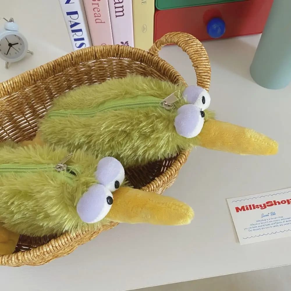 Creative Pen Bag Large Capacity Dirt-proof Pencil Case Kiwi Bird Stationery Organizer School Office