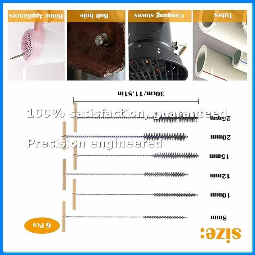 6 Piece Drill Hole Brush Set Hole Brush Cleaning Brush Pipe Cleaner Brush Stainless Steel Hole Brushes Cleaning Brush-A73M