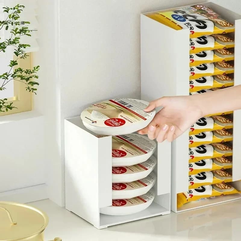 Instant Noodle Storage Box Multi Functional Kitchen Organizer for Ramen Cups Pantry Food Storage Container Stackable Cabinet She
