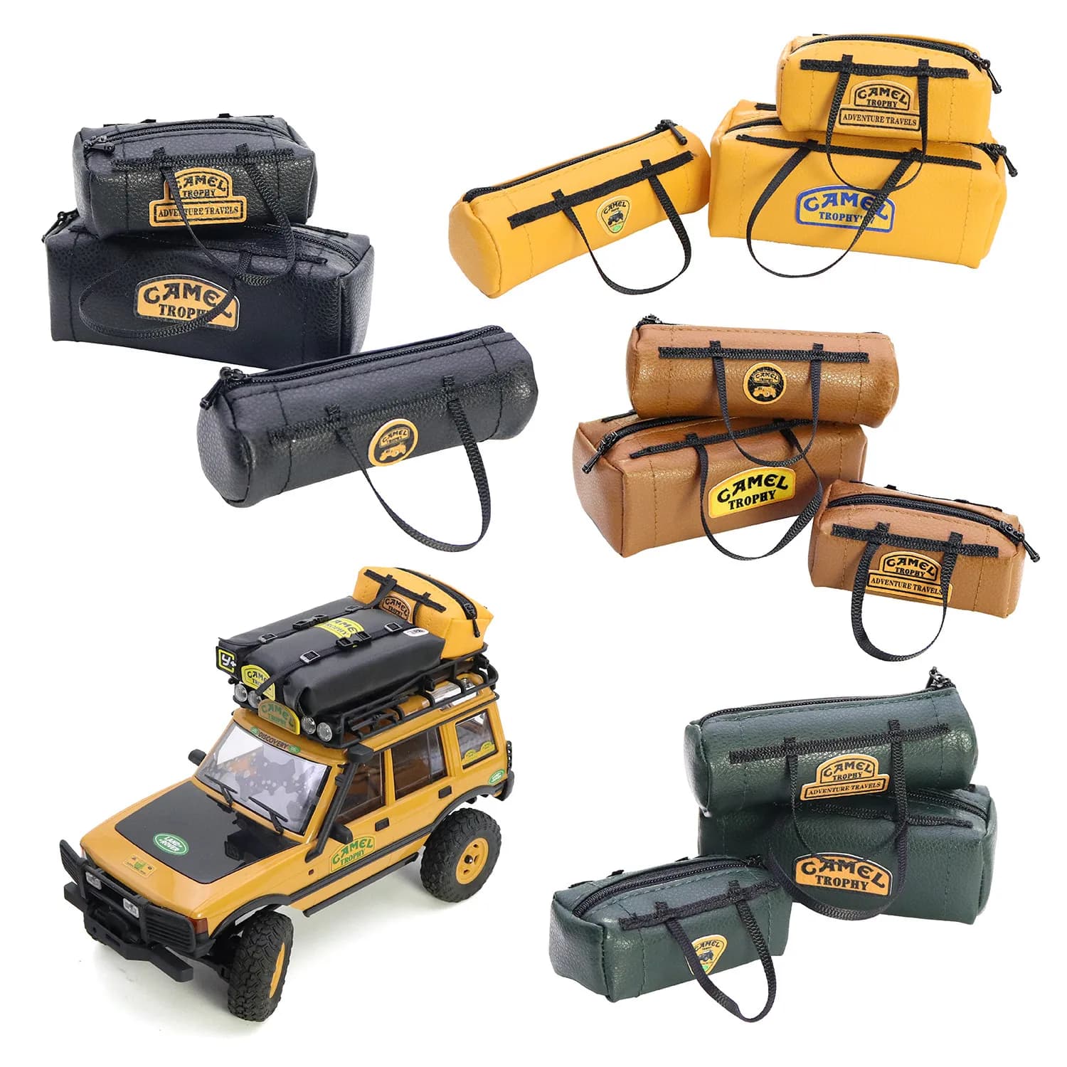 Borsa da Tetto RC in Pelle Simulata Camel Trophy, Accessorio Decorativo per Crawler RC in Scala 1/8 1/10 Scx10 Tx4 Capra