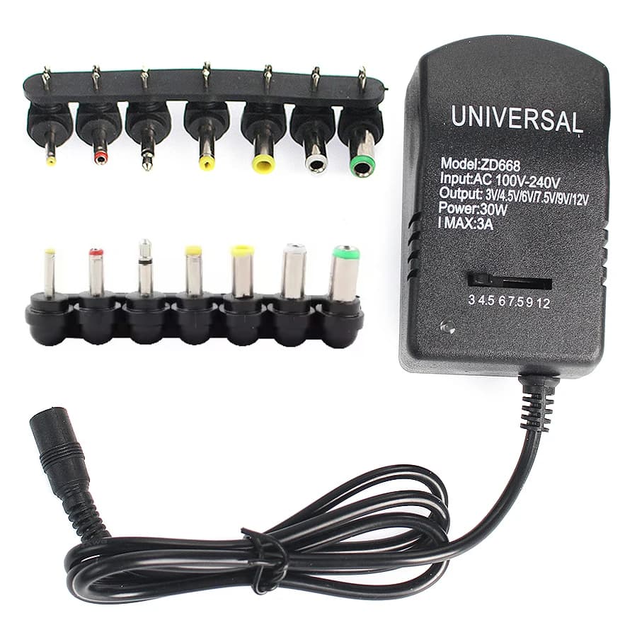 Multi Voltage Adjustable Adapter Power Supply Charger AC 220V to DC 3V-12V Converter EU/US Plug 7-30W for Electronic Devices