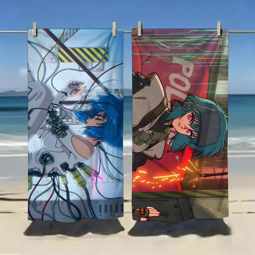 Cyberpunk Sci-Fi Anime G-Ghost in the Shell Towel Microfiber soft Beach Towel for Travel Fitness Sauna Bathing Camping