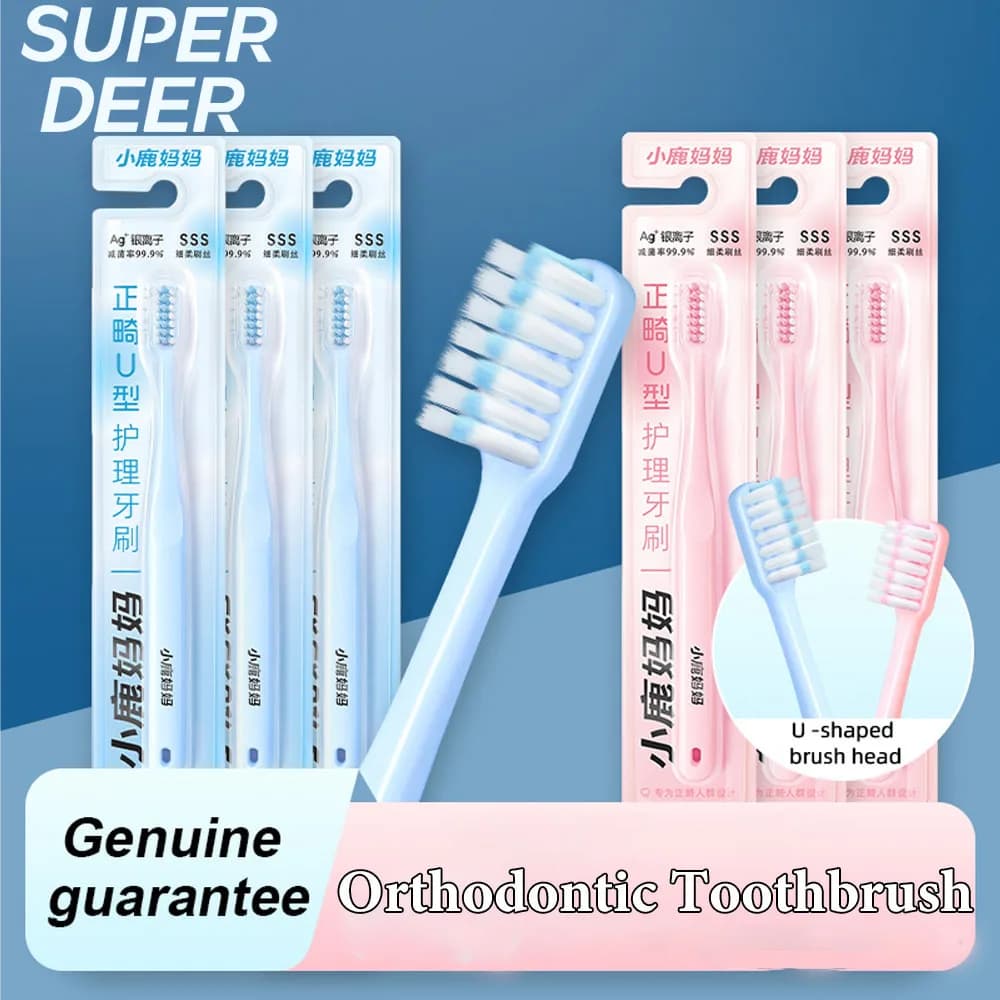 Spazzolino ortodontico professionale Super Deer per spazzolino ortodontico con setole a forma di U Adlut Spazzolino per pulizia orale profonda