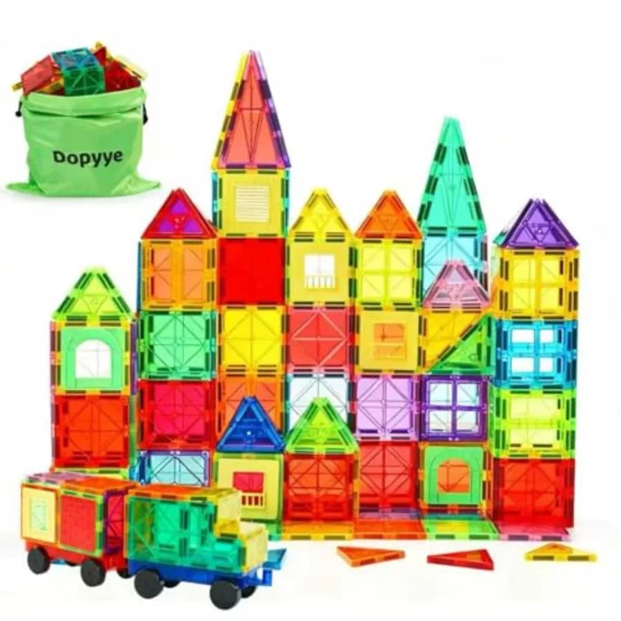 Magnetic Building Tiles for,100 PCS Magnetic Blocks with Storage Bag, Magnet Tiles STEM Educational Stacking Toys Gift for Todd