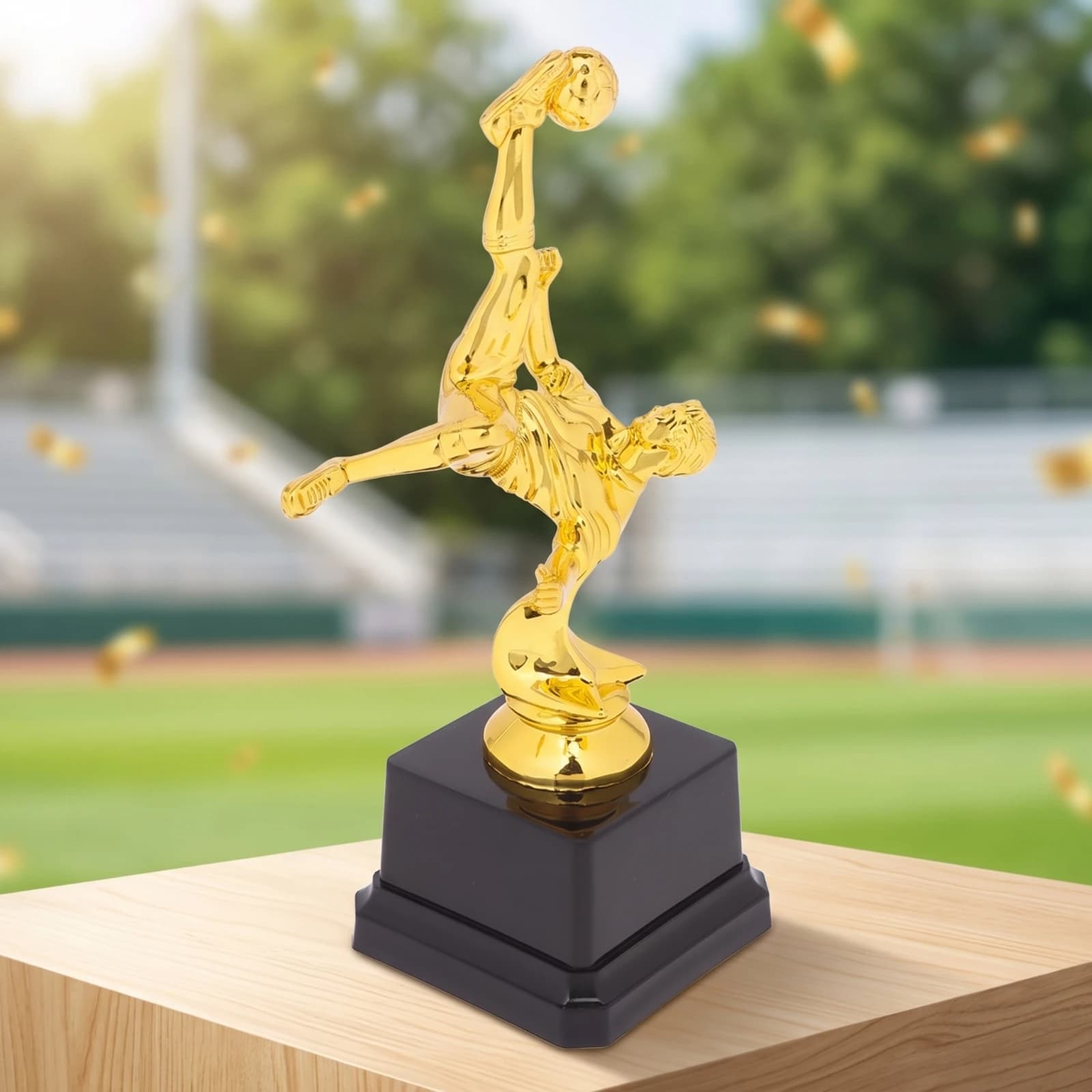 Mini Soccer Trophy Gold-Colored Trophy with Footballer Figure Lightweight Compact for Children, Sports Ceremonies