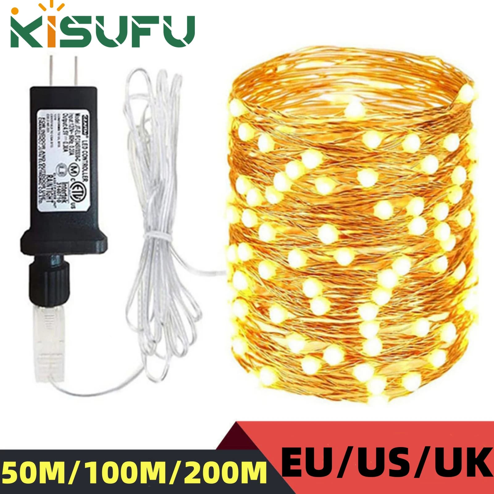 200M/100M/50M LED Fata Luci Filo di Rame Stringa 110V 220V 230V Impermeabile Ghirlanda Di Natale Festa di Nozze Decorazione Esterna luci