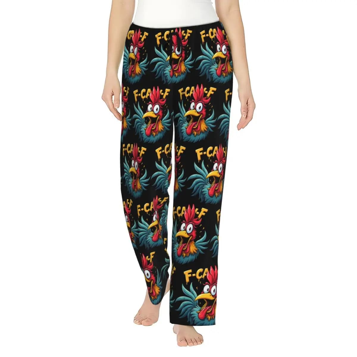 Ladies Pajama Pants Funny F-Caw-F Chicken Shirts - FCAWF Chicken Lounge Pants with Pockets Pj Bottoms Dorm