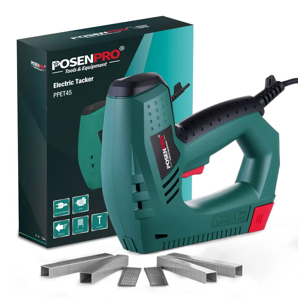 Presa elettrica con filo da 45 W con chiodi e graffette gratuiti, utilizzata per il fissaggio del legno, della rete metallica, della feltro, del cartone e del tessuto in legno