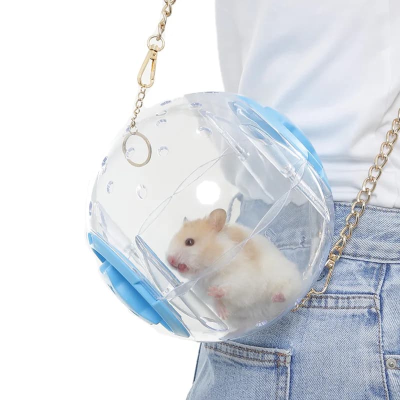 Gabbia per criceti trasparente gigante con palla per esercizi attaccabile, flusso d'aria di raffreddamento, villa e trasportino da viaggio per animali domestici sirani, habitat a prova di masticazione